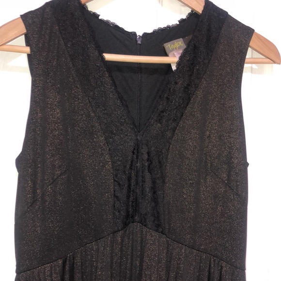 Taylor Dresses Women's Cap Sleeve Gold Liquid Pleated Midi Dress, 8 - Picture 5 of 6